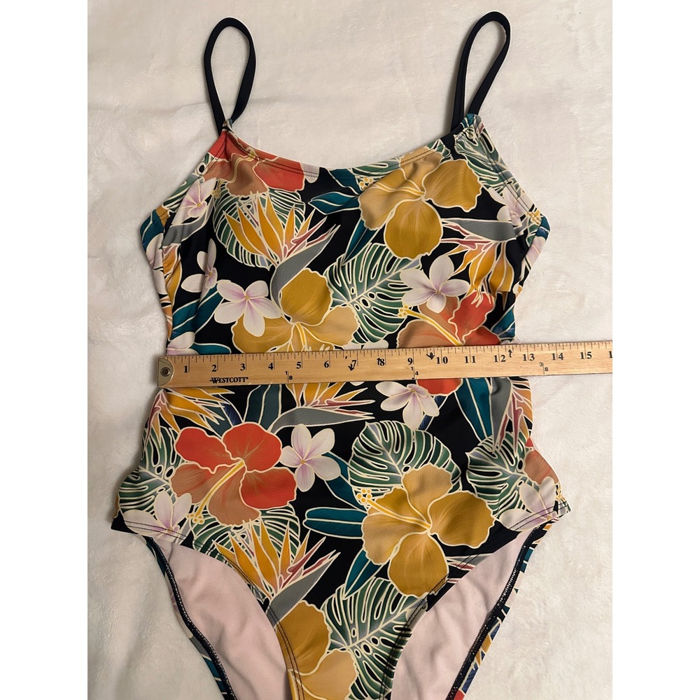 Hurley Womens Tropical Floral One Piece Swimsuit Black Multi Color Size M - Picture 10 of 14